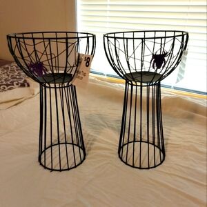 NWT  Pair (2)Halloween Decor black purple spider
